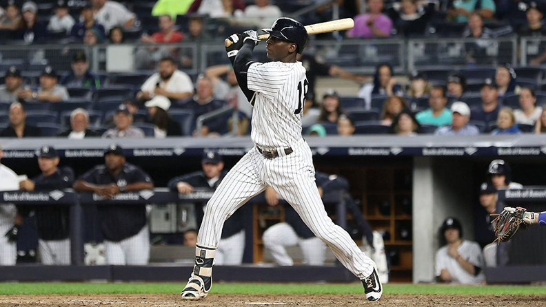 new york yankees baseball player at bat